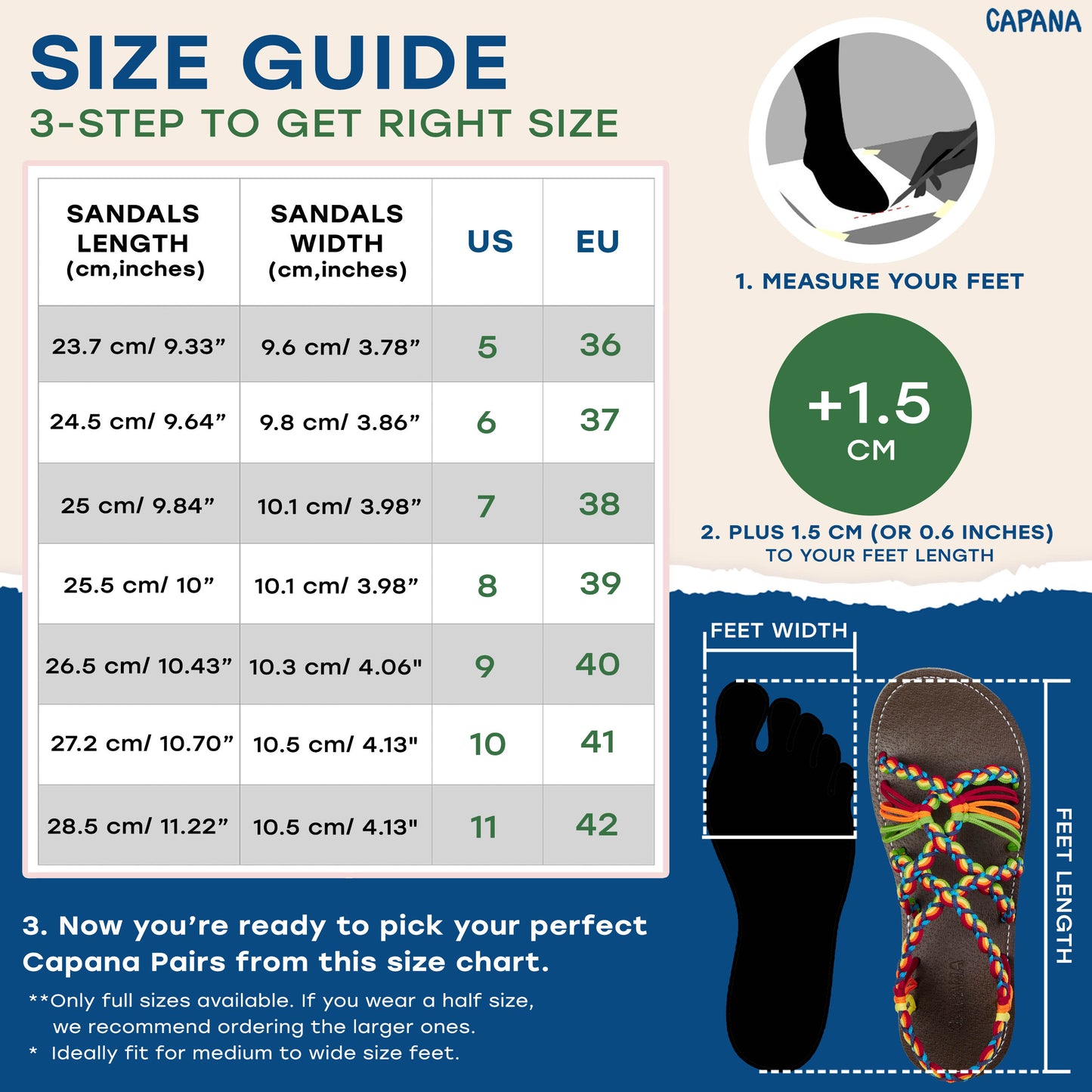 Capana Size Chart Festive