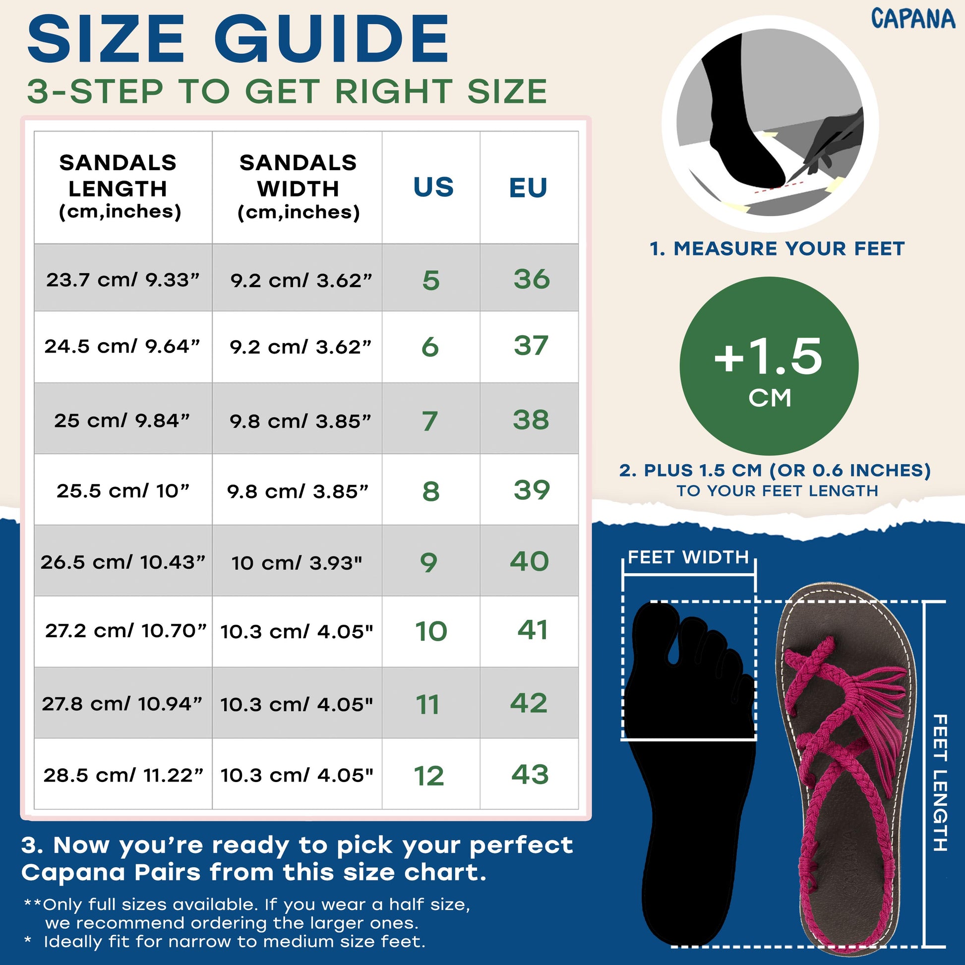 Capana Size Chart African Violet