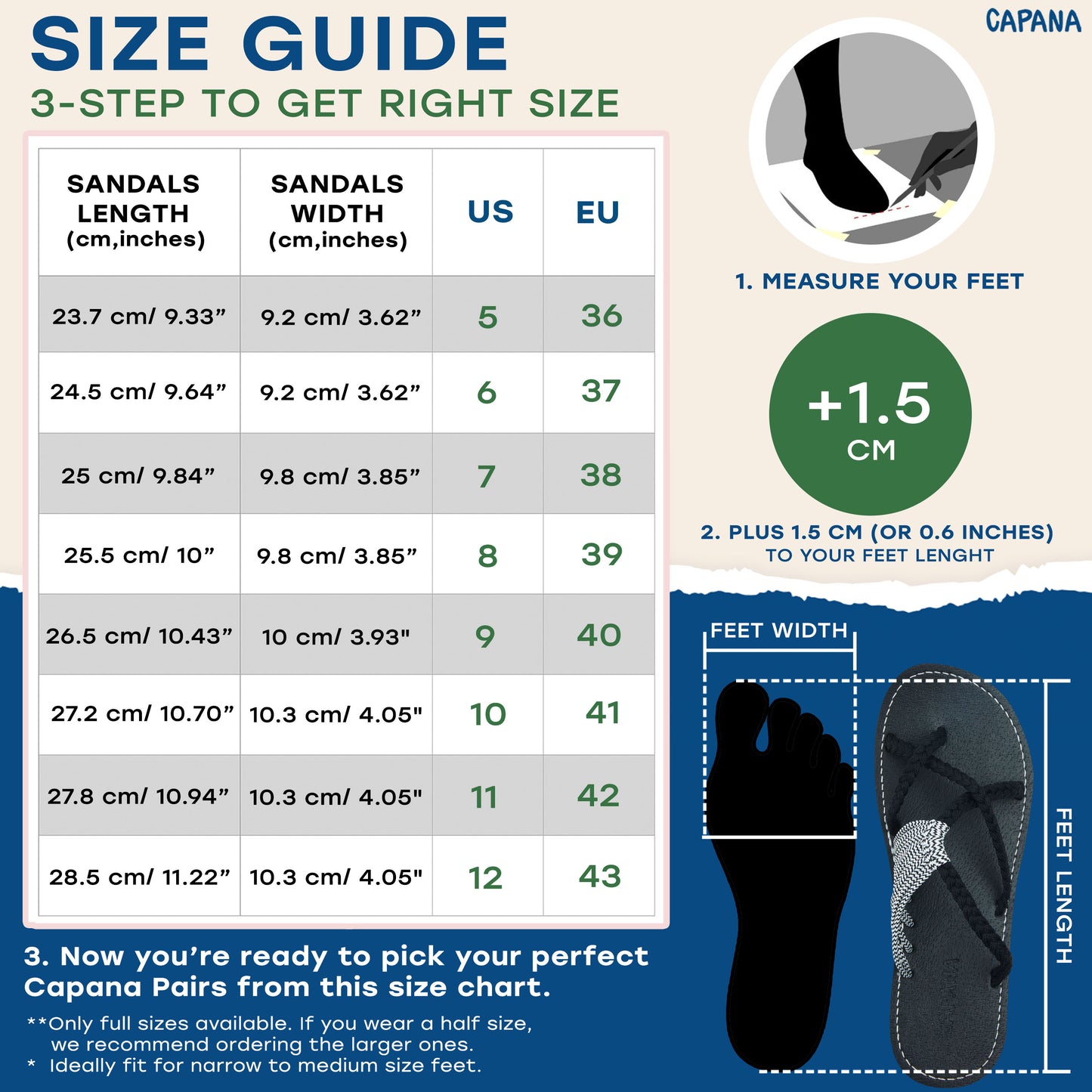 Capana Size Chart Black Zebra