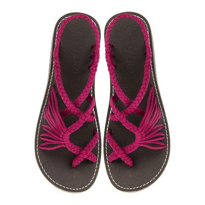 Violet Purple  Hand-Woven Criss Cross Rope Sandals