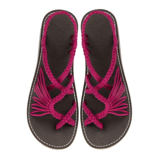 Violet Purple  Hand-Woven Criss Cross Rope Sandals
