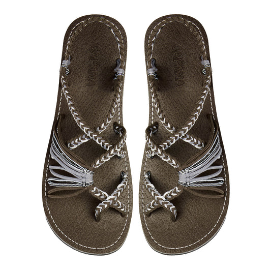 Handwoven Women's Flat Sandals Gray- Strappy Sandals for Women, Boho Sandals, Walking Sandals Women, Rope Sandals, Beach Sandals for Women, Water Sandals, Braided Flat Sandals for Women