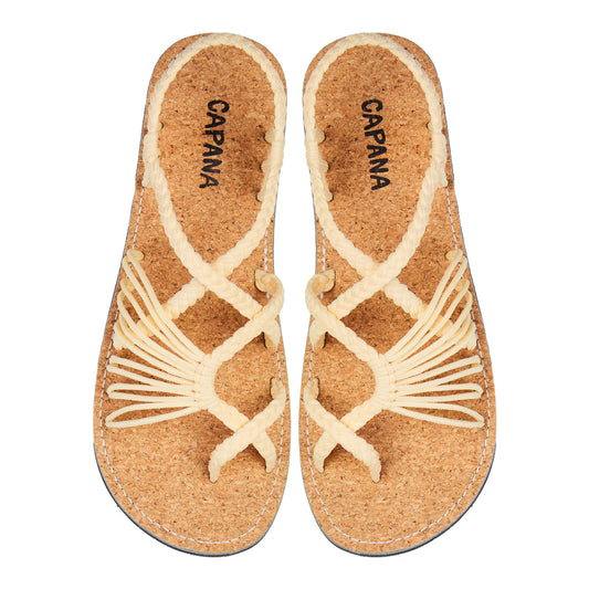 Handwoven Women's Flat Sandals Egg shell - Strappy Sandals for Women, Boho Sandals, Walking Sandals Women, Rope Sandals, Beach Sandals for Women, Water Sandals, Braided Flat Sandals for Women