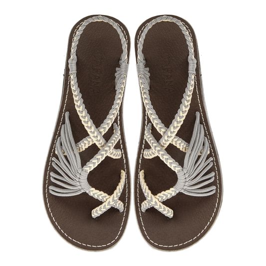 Handwoven Women's Flat Sandals Egg shell - Dove - Strappy Sandals for Women, Boho Sandals, Walking Sandals Women, Rope Sandals, Beach Sandals for Women, Water Sandals, Braided Flat Sandals for Women