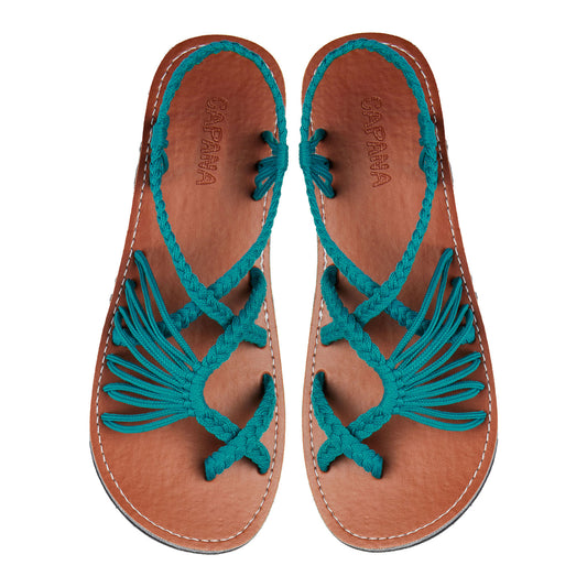 Handwoven Women's Flat Sandals Teal - Strappy Sandals for Women, Boho Sandals, Walking Sandals Women, Rope Sandals, Beach Sandals for Women, Water Sandals, Braided Flat Sandals for Women