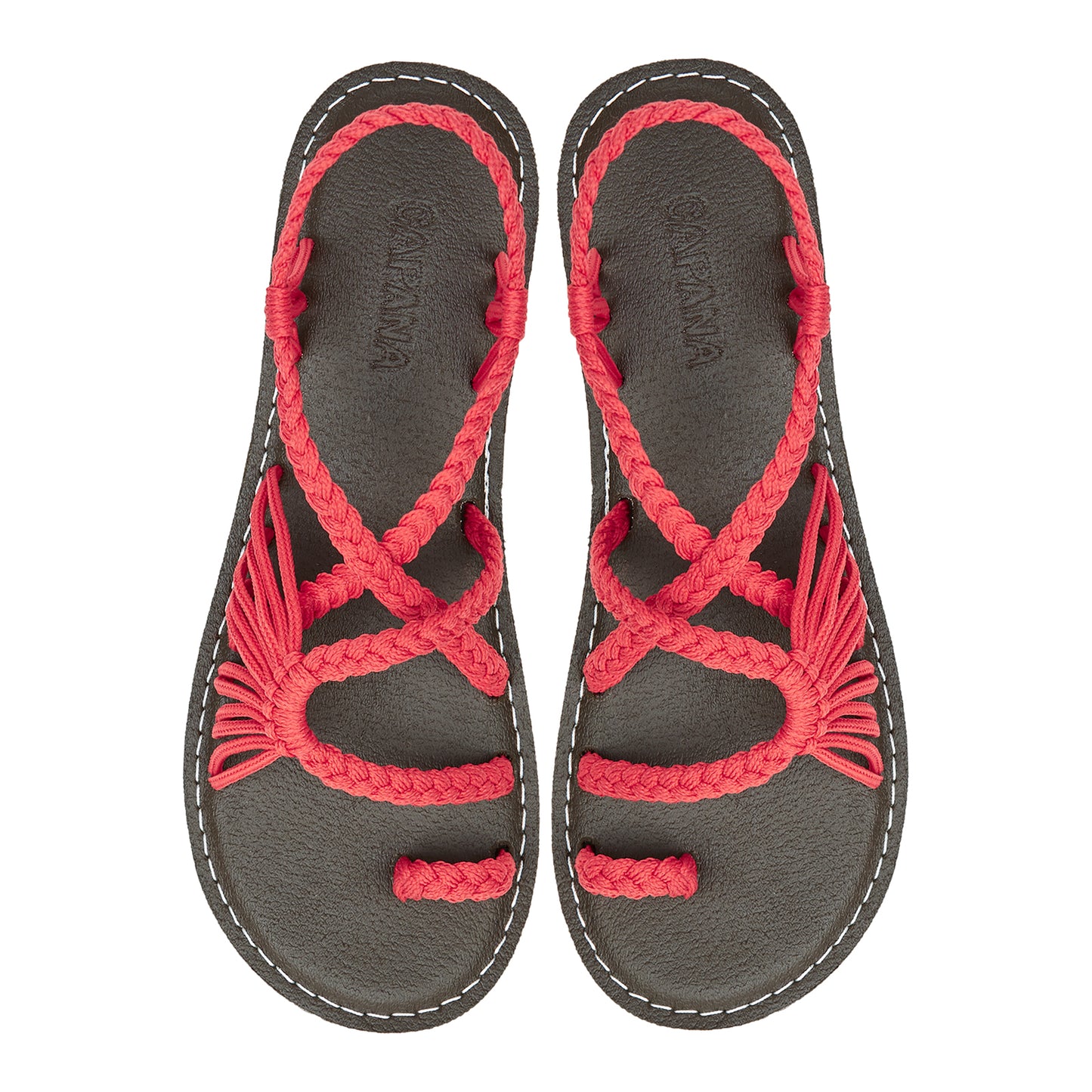 Commune Coral Red Rope Sandals Red loop design Flat sandals for women