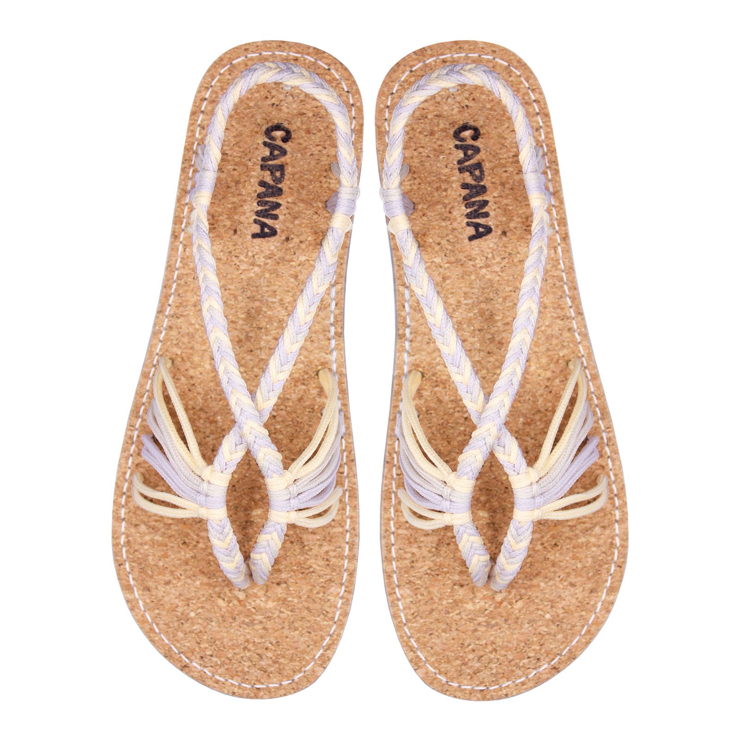 Cocoon Ivory White Rope Sandals Pearl thong design Flat sandals for women