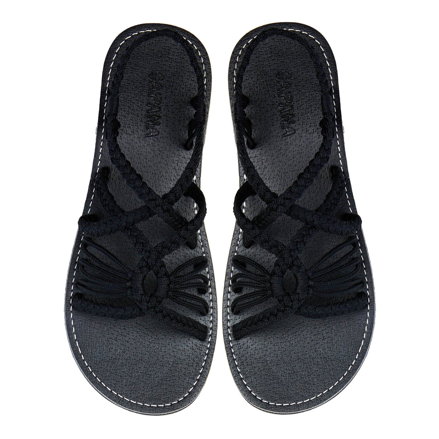 Relax Classic Black Rope Sandals Midnight Open toe wider design Flat Handmade sandals for women
