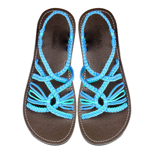 Relax Turquoise Sky Blue Rope Sandals Mint Blue Open toe wider design Flat Handmade sandals for women