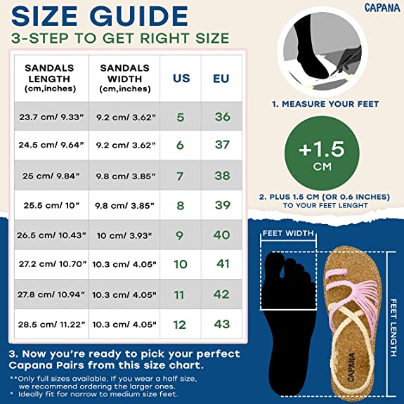 Capana Size Chart Candy Cream