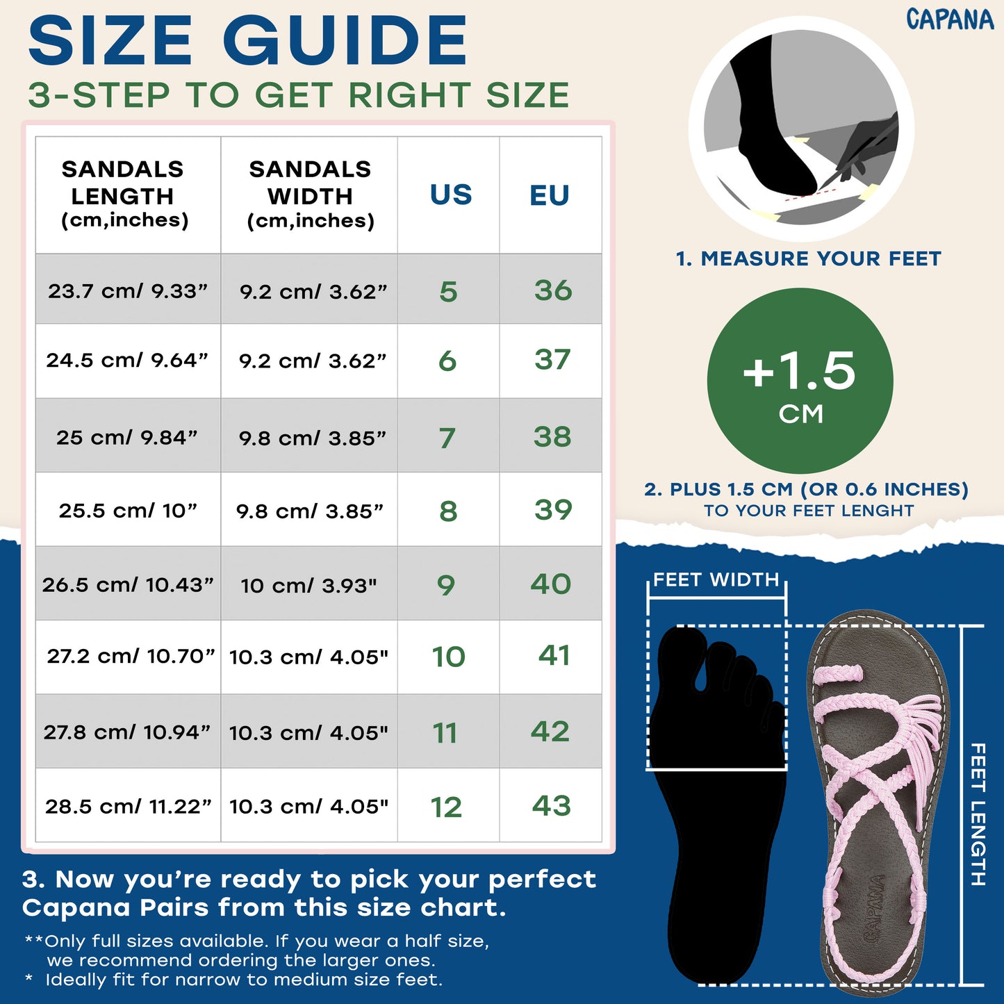 Capana Size Chart Candy