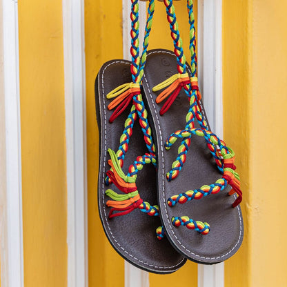 Capana brand loop design Festive Wavy Hand-Woven Rope Sandals 