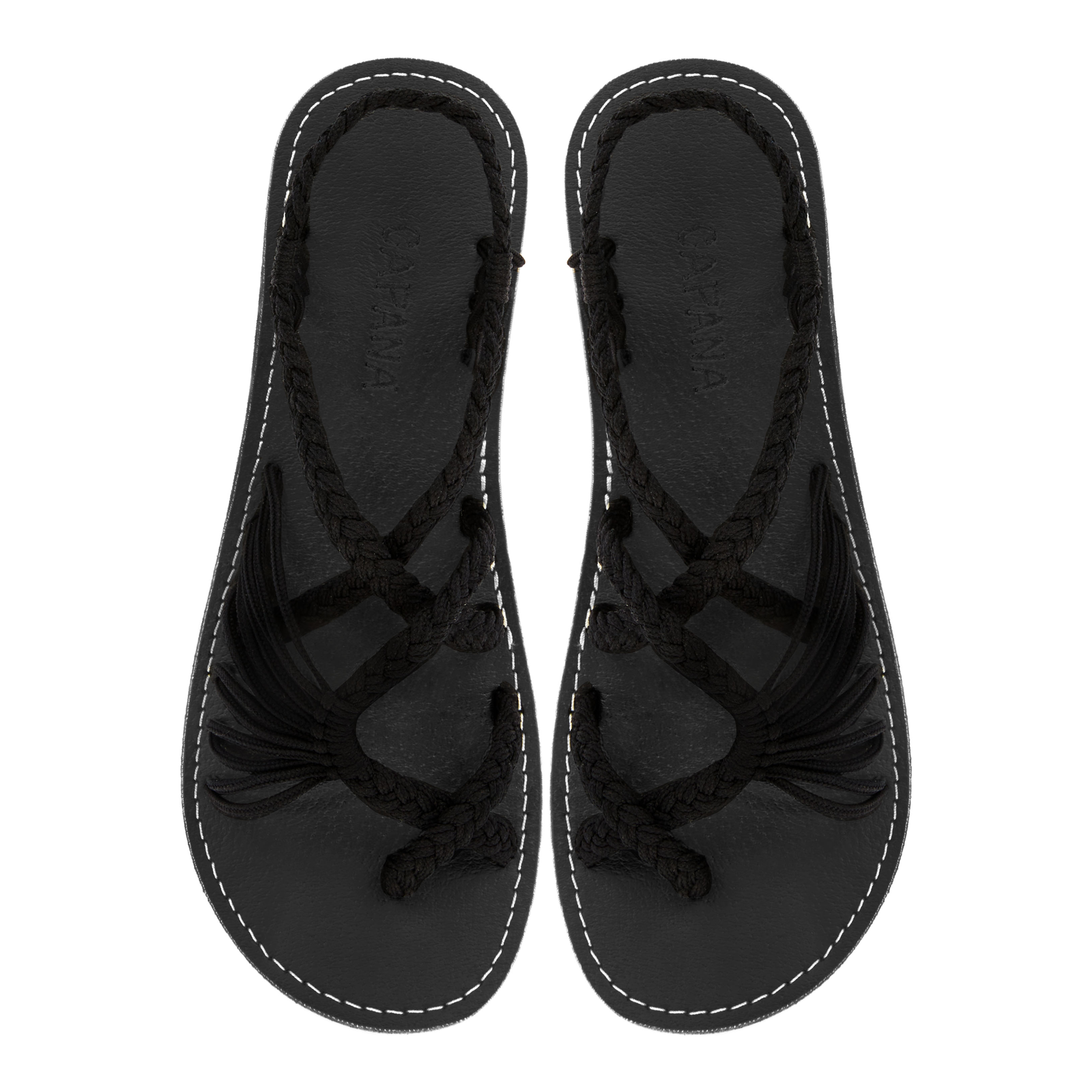 Classic Black Rope Sandals-Banyan CAPANA - Main Image