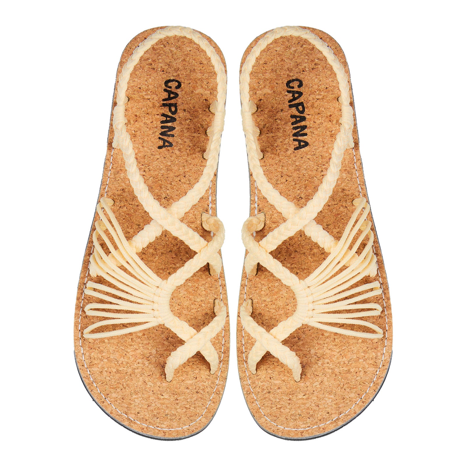 Banyan Cream Cork Rope Sandals CAPANA