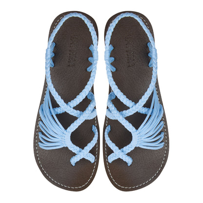 Handwoven Women's Flat Sandals Blue sky - Strappy Sandals for Women, Boho Sandals, Walking Sandals Women, Rope Sandals, Beach Sandals for Women, Water Sandals, Braided Flat Sandals for Women