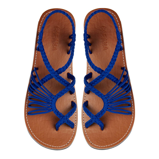 Banyan Royal Blue Rope Sandals Navy Tan Crisscross design Flat sandals for women