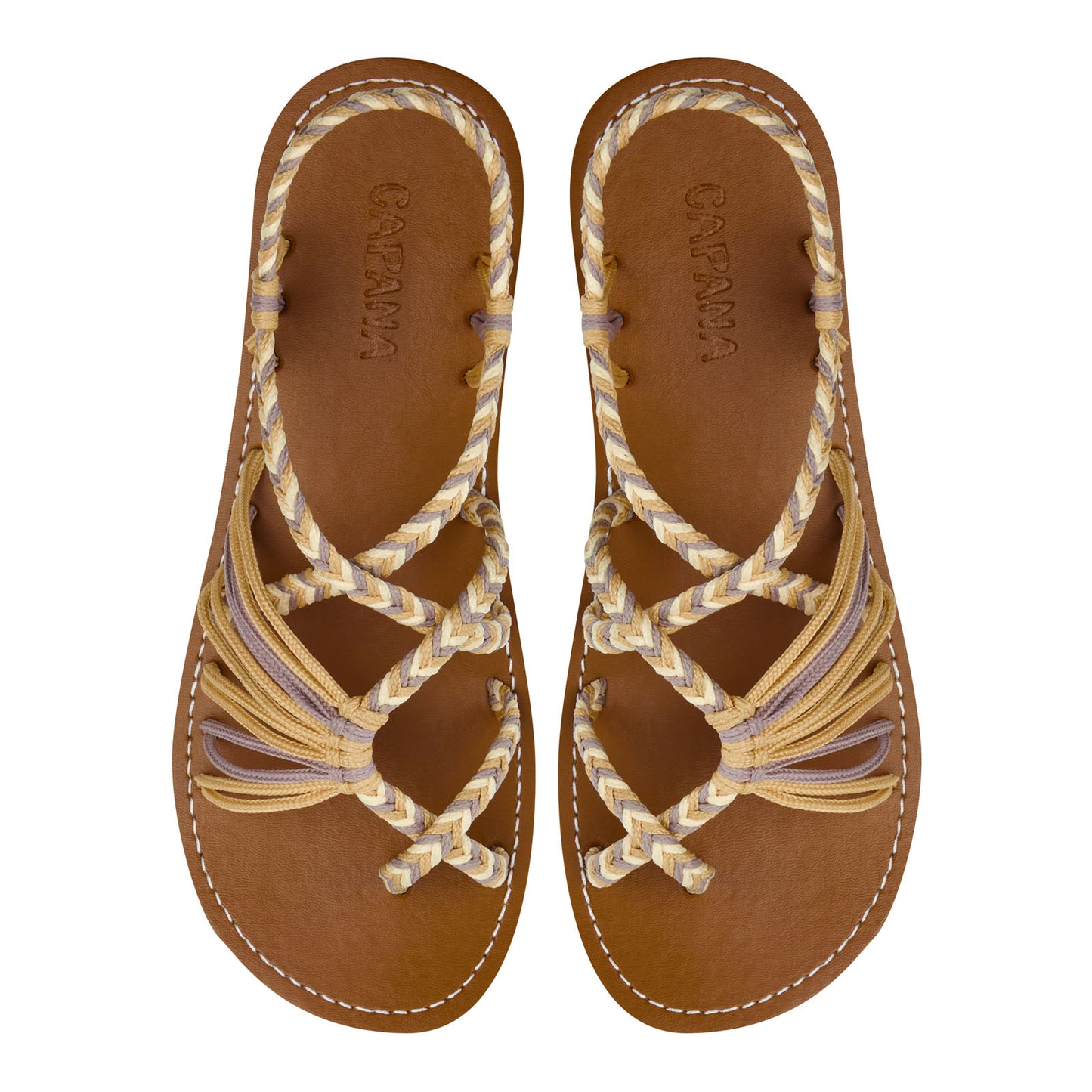 Banyan Sahara Rope Sandals Beige Crisscross design Flat sandals for women