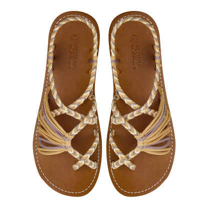 Banyan Sahara Rope Sandals Beige Crisscross design Flat sandals for women