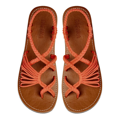 Banyan Salmon Rope Sandals Coral Crisscross design Flat sandals for women