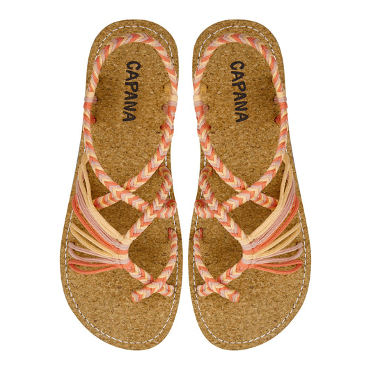 Banyan Sunset Hour Rope Sandals Orange Crisscross design Flat sandals for women