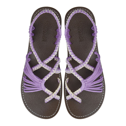 Banyan Taro Lavender Rope Sandals Chiffon Purple Crisscross design Flat sandals for women