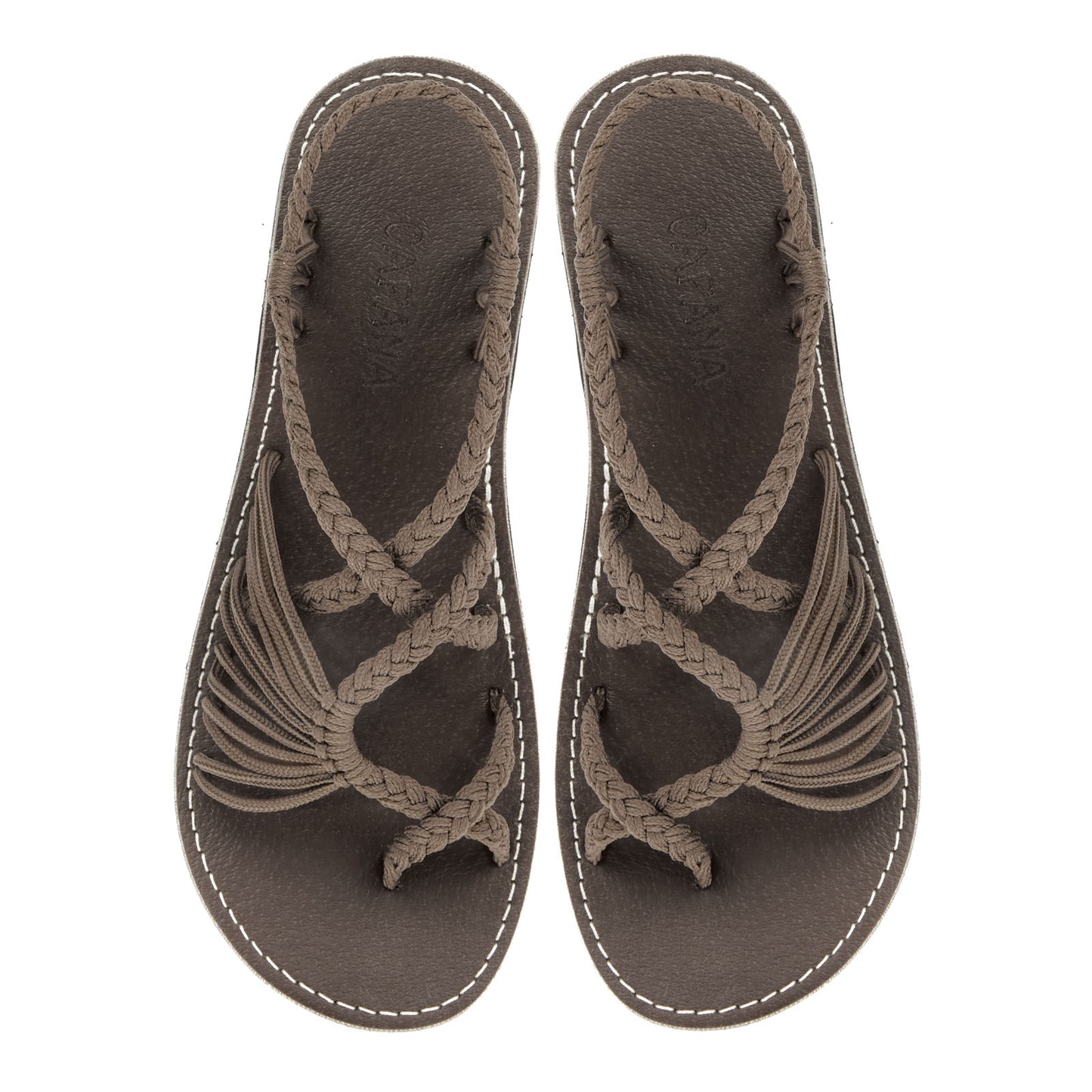 Banyan Taupe Rope Sandals Dark Gray Crisscross design Flat sandals for women