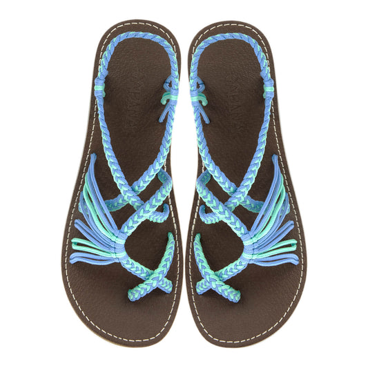 Banyan Turquoise Sky Blue Rope Sandals Mint Blue Crisscross design Flat sandals for women
