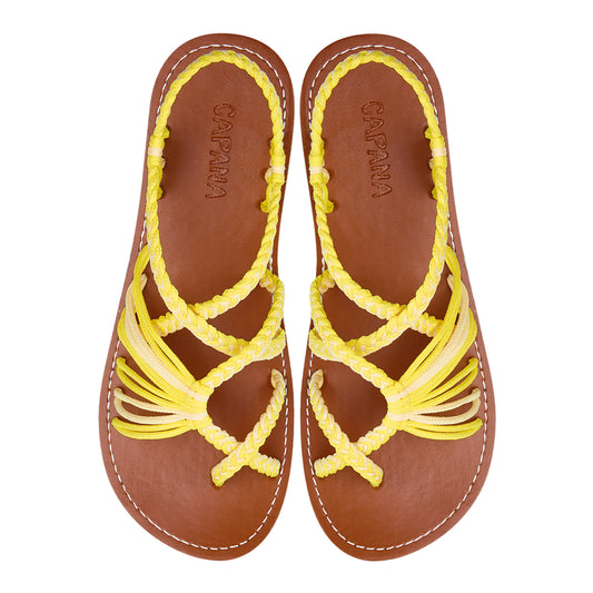 Handwoven Women's Flat Sandals Butter yellow - Strappy Sandals for Women, Boho Sandals, Walking Sandals Women, Rope Sandals, Beach Sandals for Women, Water Sandals, Braided Flat Sandals for Women
