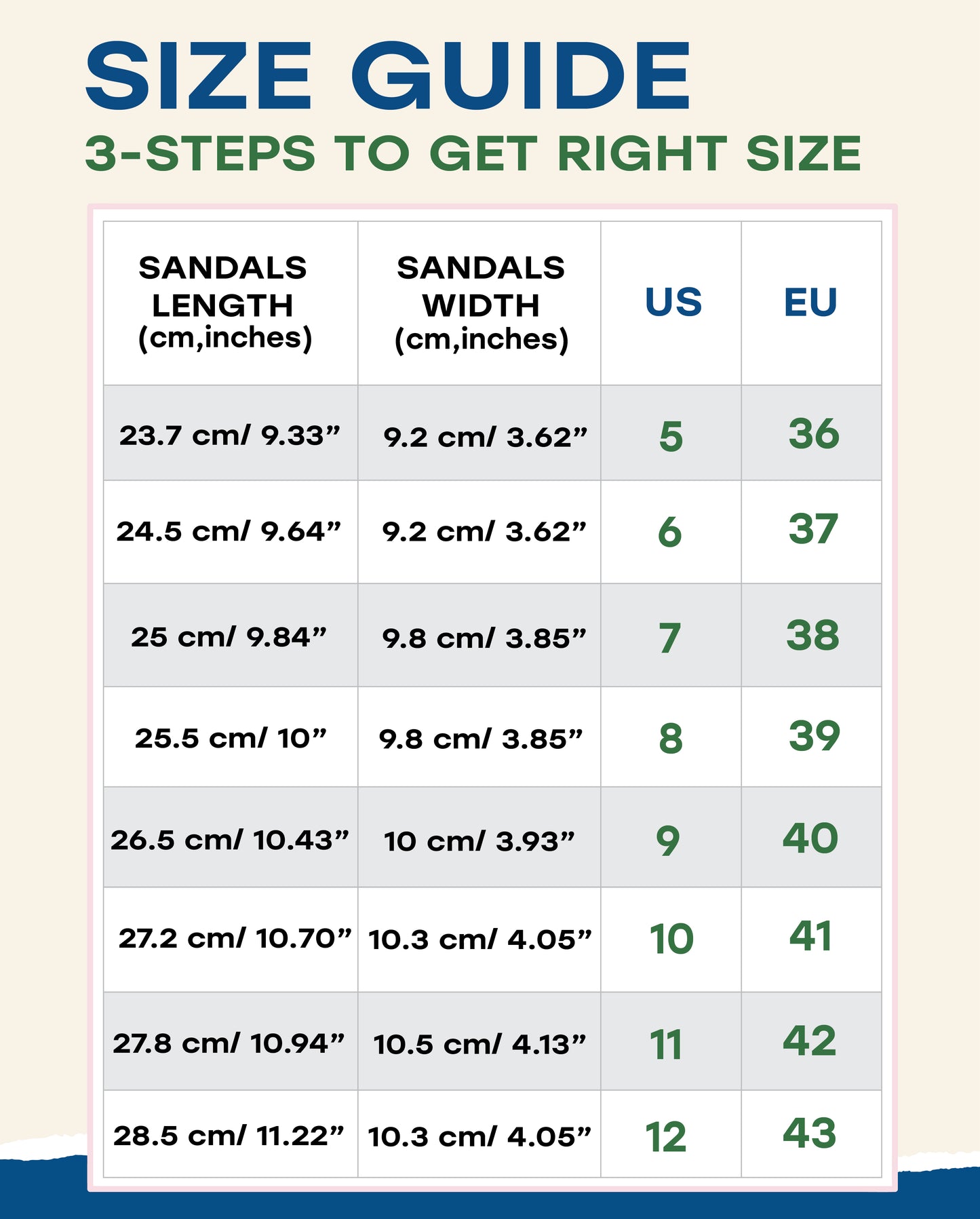 Capana Size Chart Green Tea - Taupe