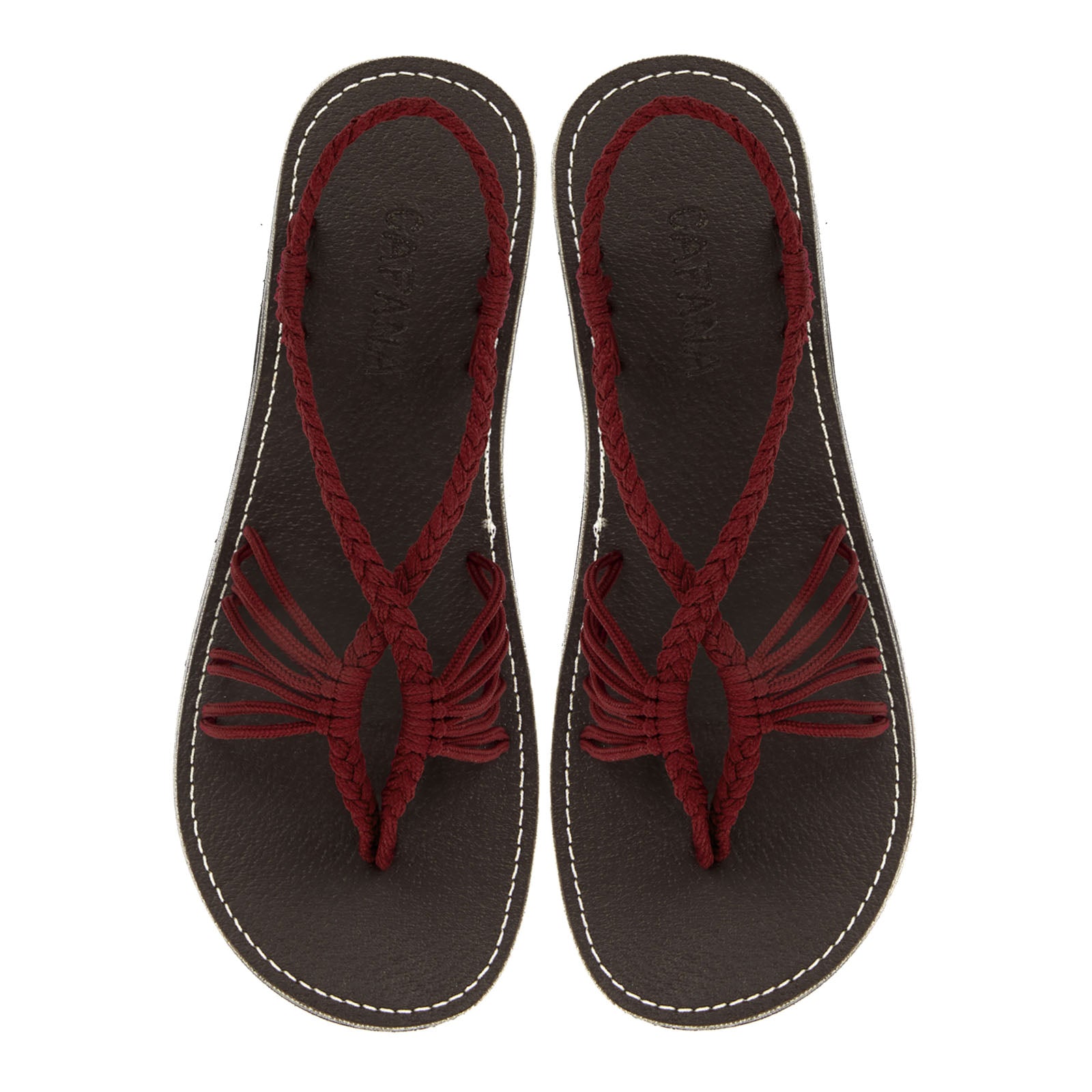 Burgundy thong sale sandals