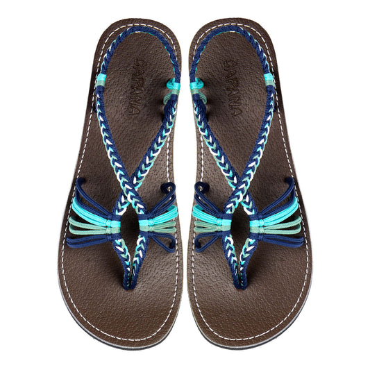 Cocoon Marine Pistachio Rope Sandals Blue Green thong design Flat sandals for women