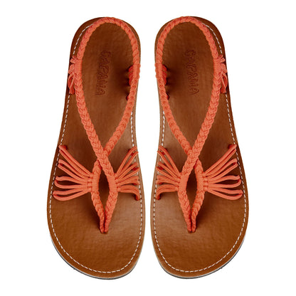 Cocoon Salmon Rope Sandals Coral thong design Flat sandals for women