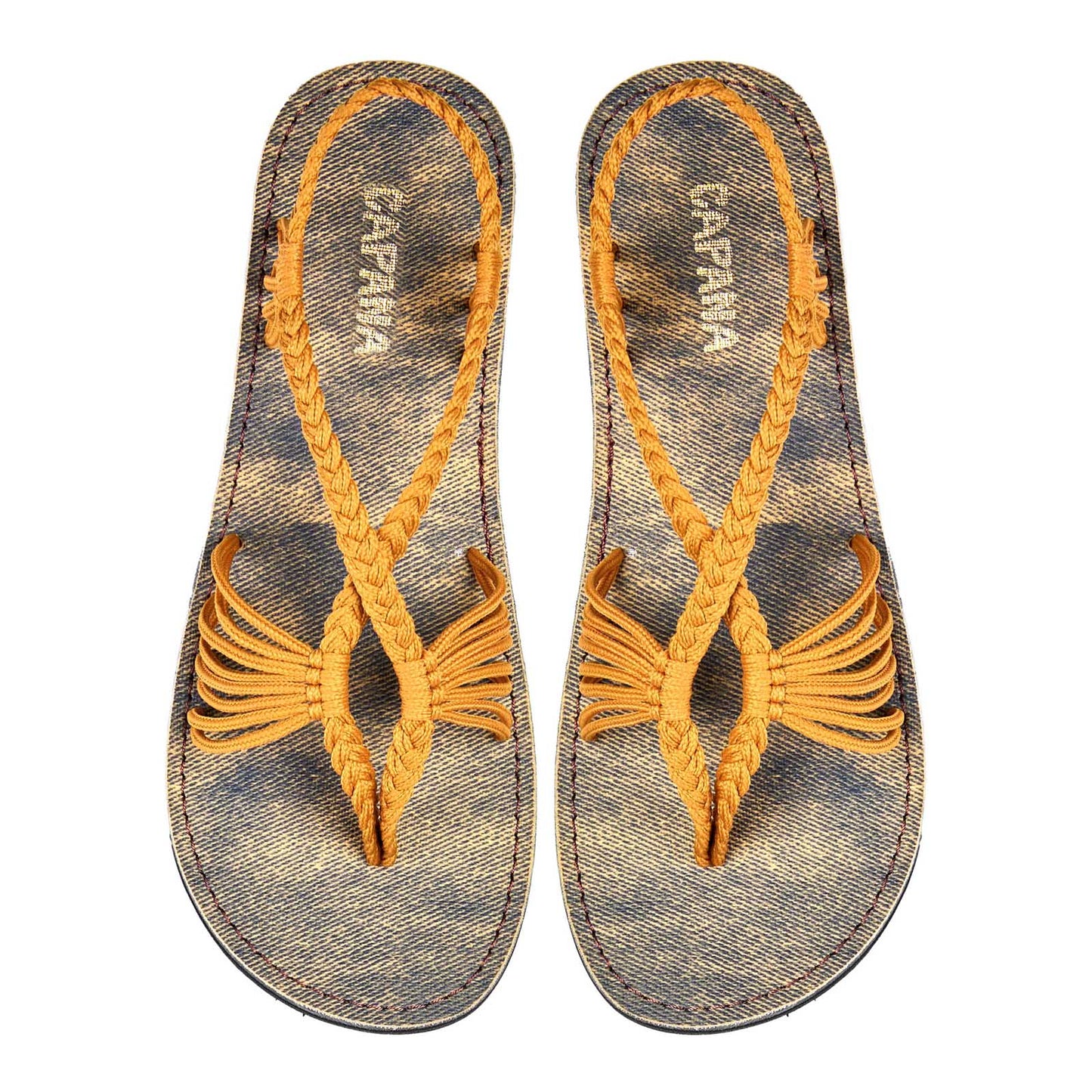 Cocoon Sands Jeans Rope Sandals Mustard thong design Flat sandals for women