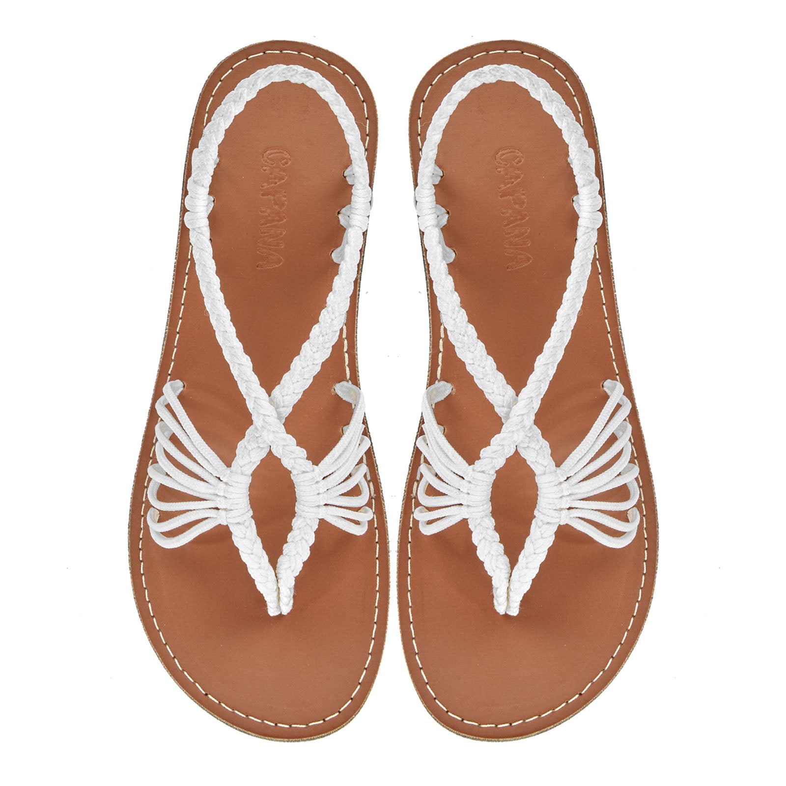Cocoon White Rope Sandals Pure White thong design Flat sandals for women