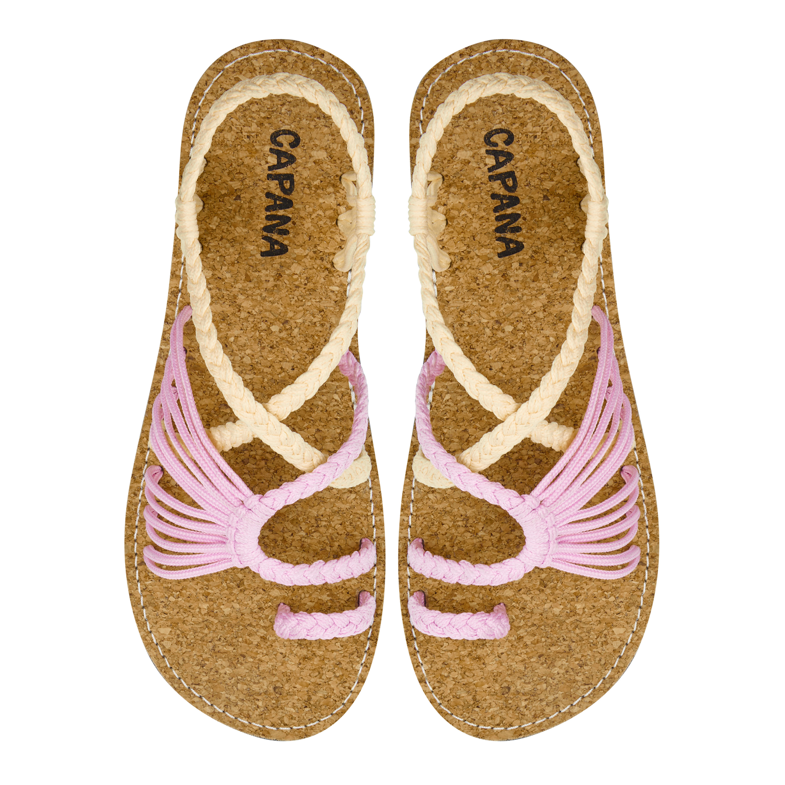 Commune Candy Cream Rope Sandals Pink Cream loop design Flat sandals for women