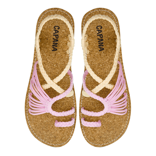 Commune Candy Cream Rope Sandals Pink Cream loop design Flat sandals for women