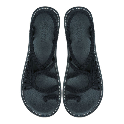 Commune Classic Black Rope Sandals Midnight loop design Flat sandals for women