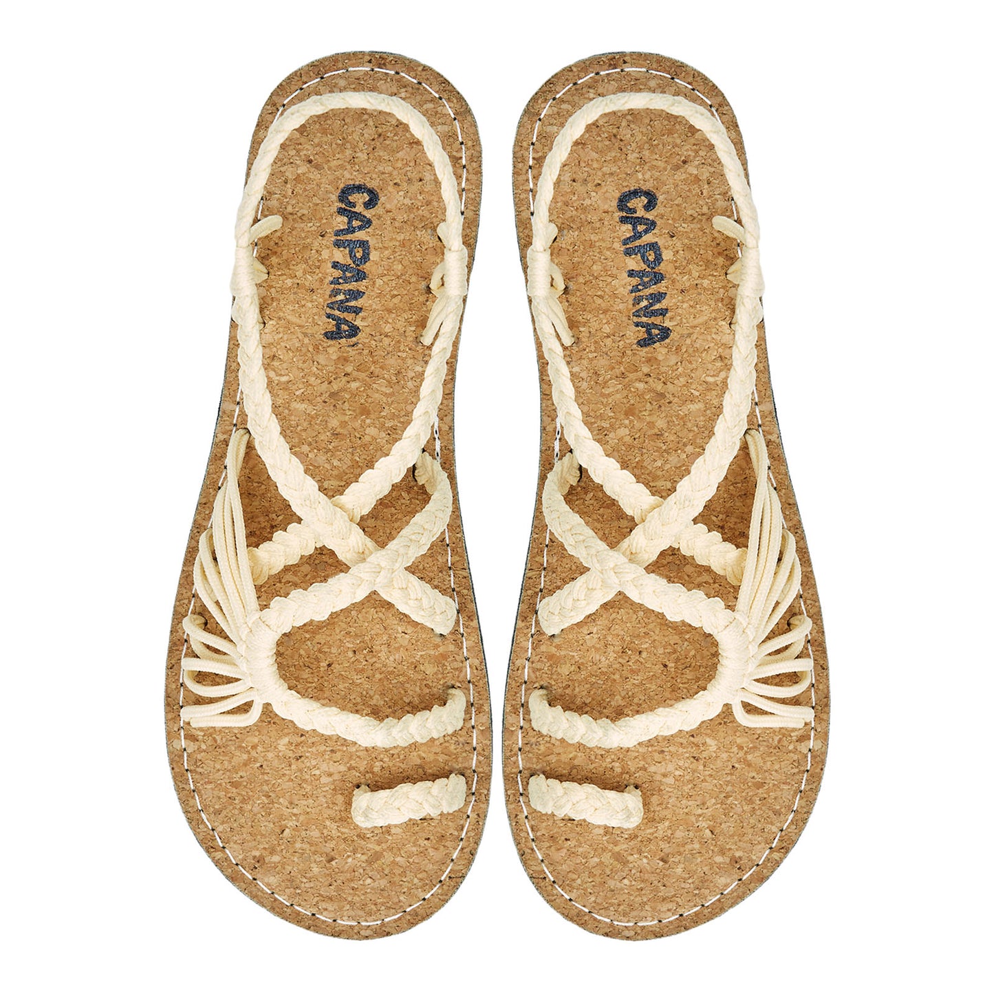 Commune Cream Cork Rope Sandals Egg Shell loop design Flat sandals for women
