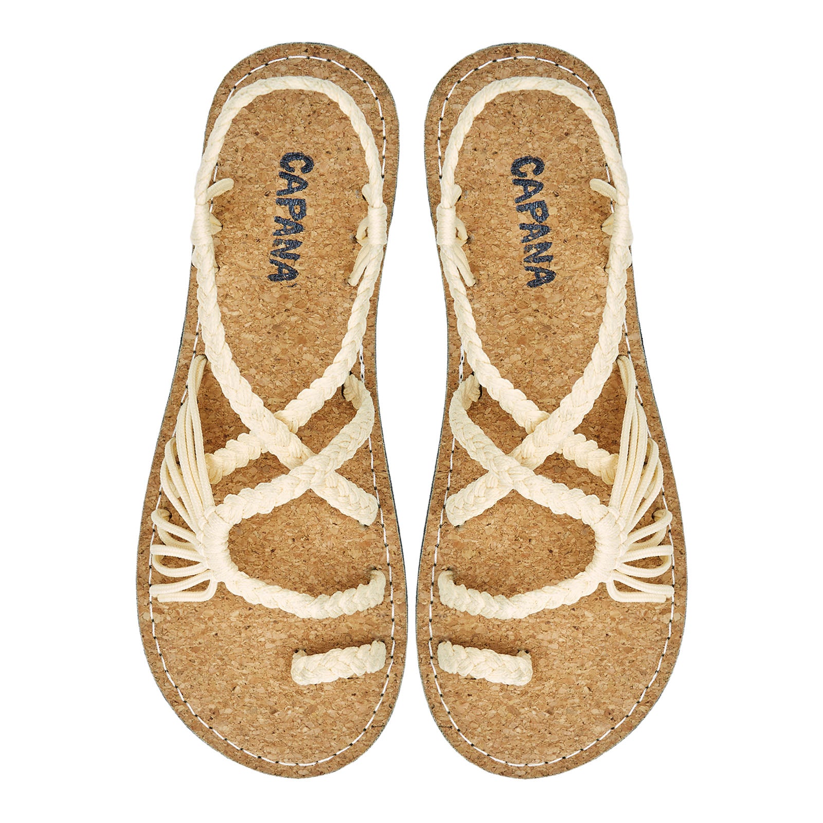 Commune Cream Cork Rope Sandals Egg Shell loop design Flat sandals for women