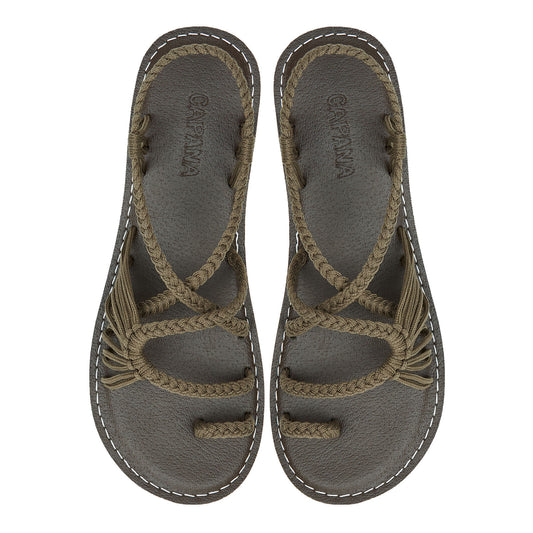 Commune Taupe Rope Sandals Dark Gray loop design Flat sandals for women