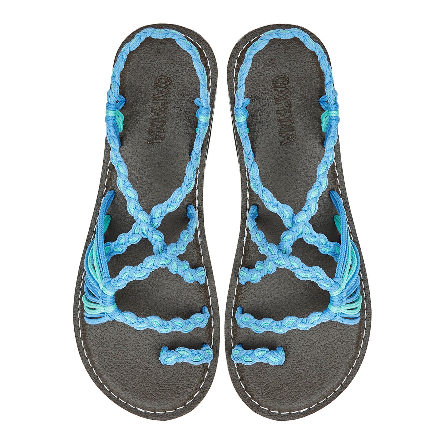 Commune Turquoise Sky Blue Wavy Rope Sandals Mint Blue loop design Flat sandals for women