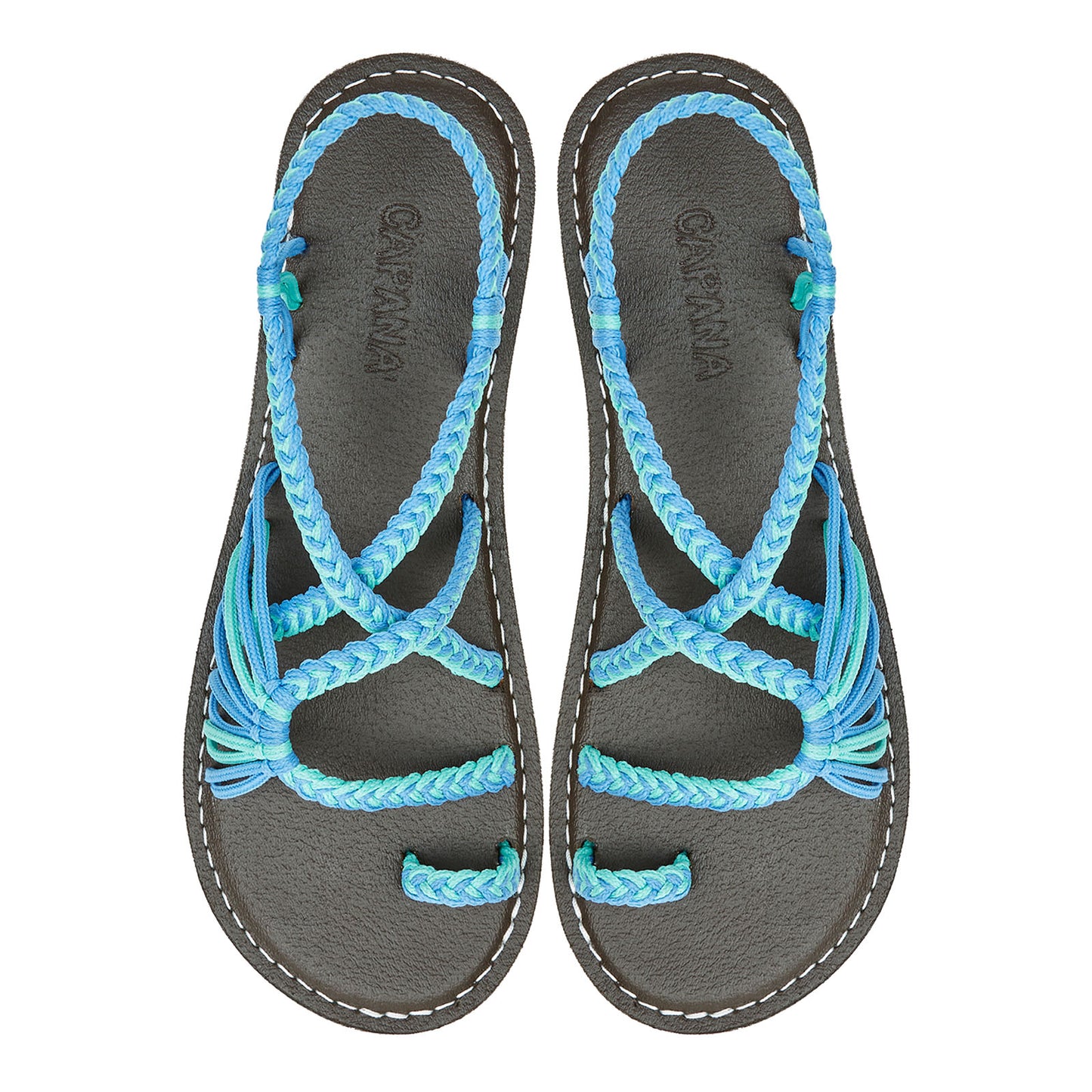 Commune Turquoise Sky blue Rope Sandals Mint Blue loop design Flat sandals for women
