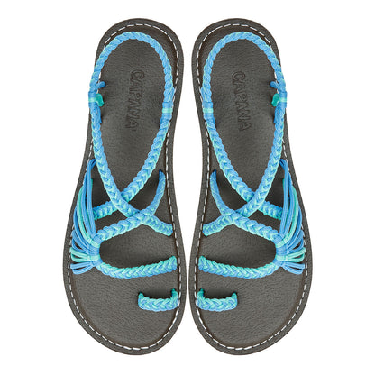 Commune Turquoise Sky blue Rope Sandals Mint Blue loop design Flat sandals for women