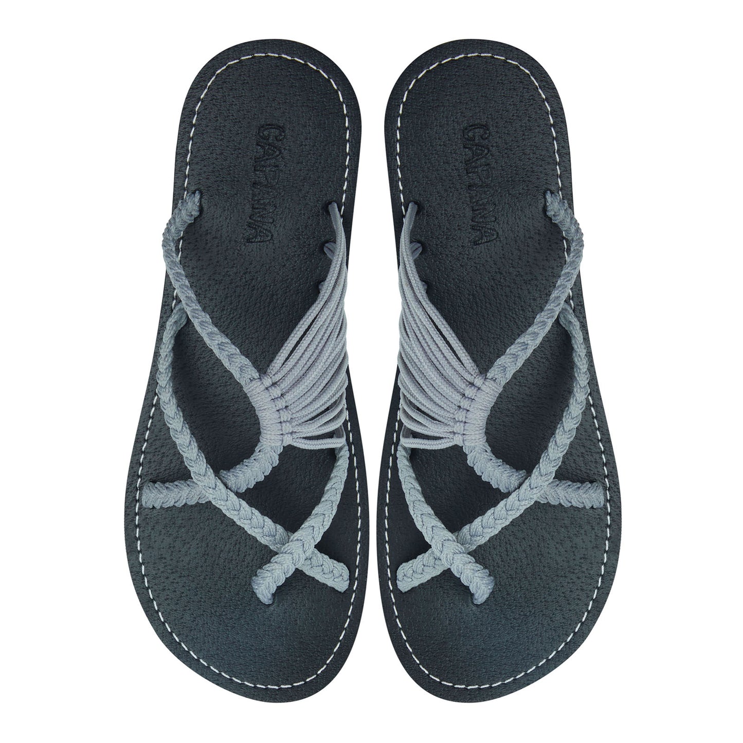 Oceanbliss Light Gray Rope Sandals Smoke Gray Crisscross design Flat Handmade sandals for women