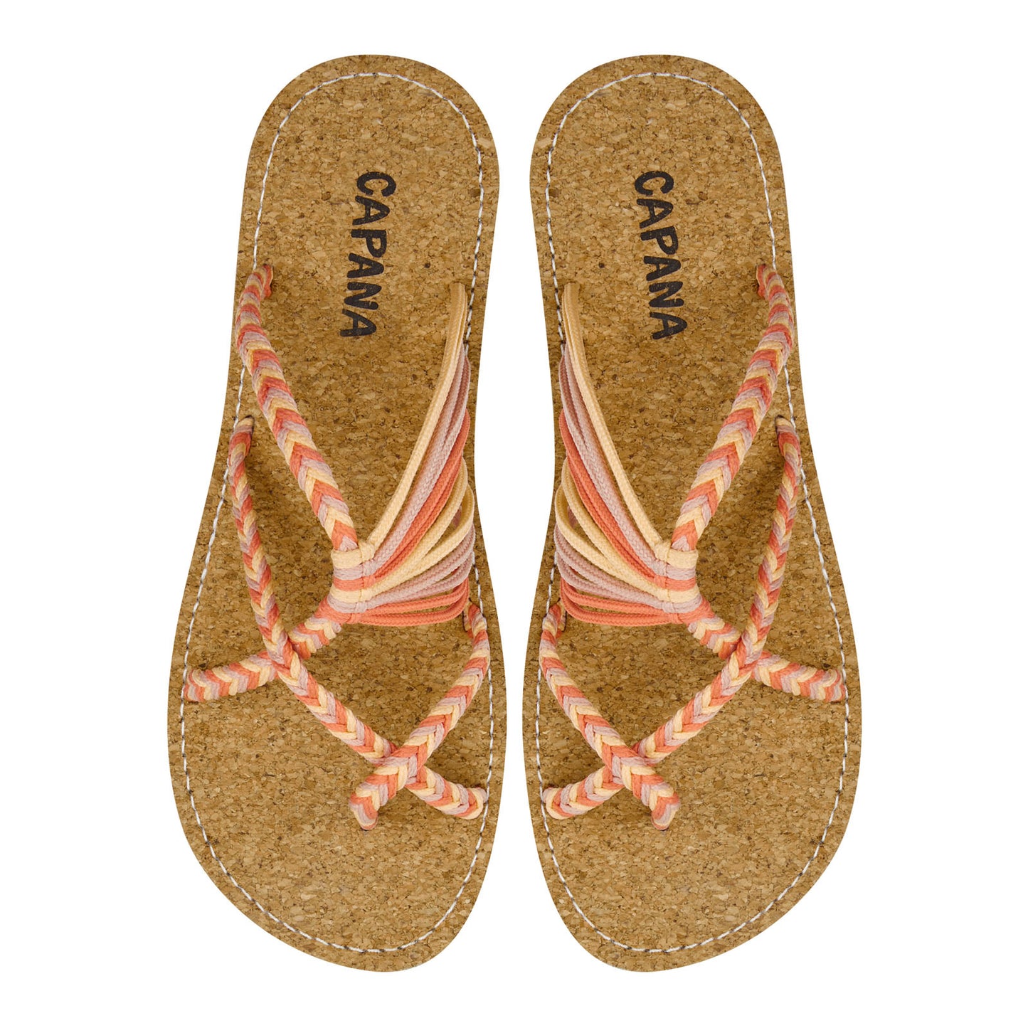 Oceanbliss Sunset Hour Rope Sandals Orange Crisscross design Flat Handmade sandals for women