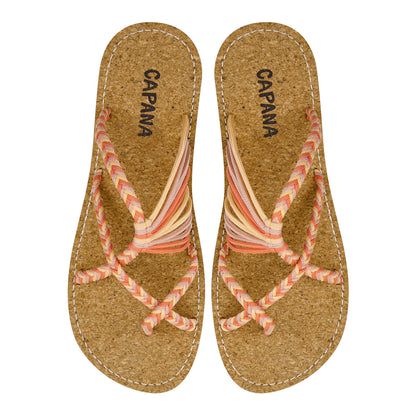 Oceanbliss Sunset Hour Rope Sandals Orange Crisscross design Flat Handmade sandals for women