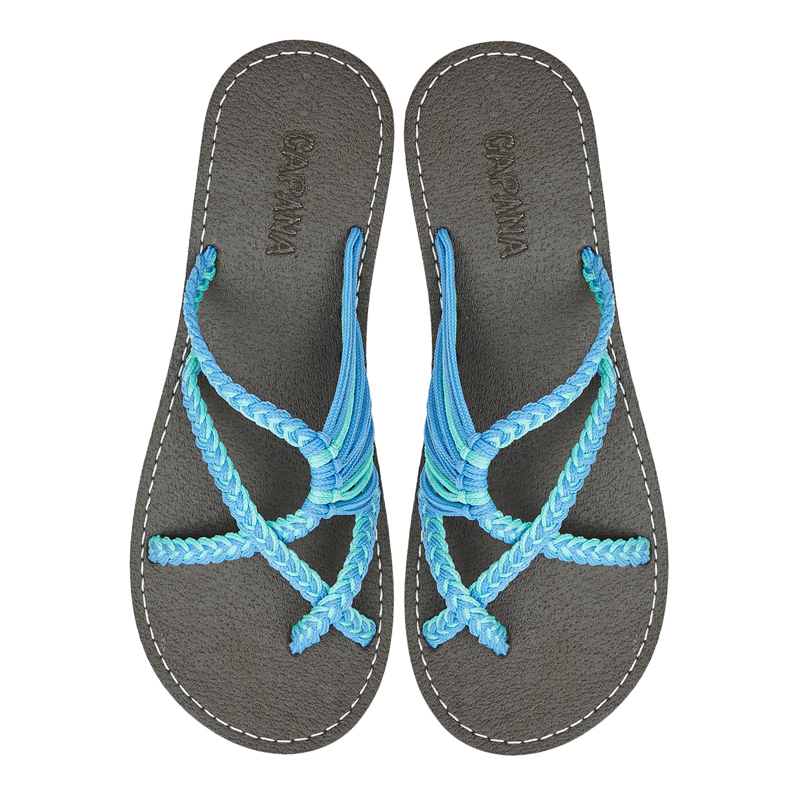 Oceanbliss Turquoise Sky Blue Rope Sandals Mint Blue Crisscross design Flat Handmade sandals for women
