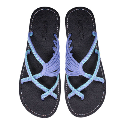 Oceanbliss Lavender Rope Sandals Purple teal Crisscross design Flat Handmade sandals for women