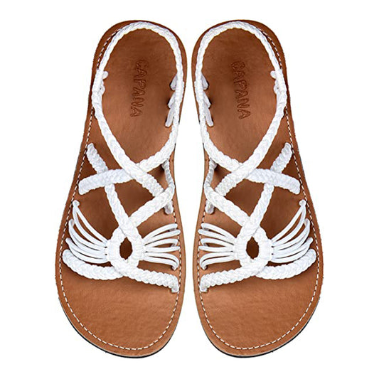 Relax White Rope Sandals Pure White Open toe wider design Flat Handmade sandals for women