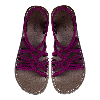 Relax African Violet Rope Sandals Purple Open toe wider design Flat Handmade sandals for women